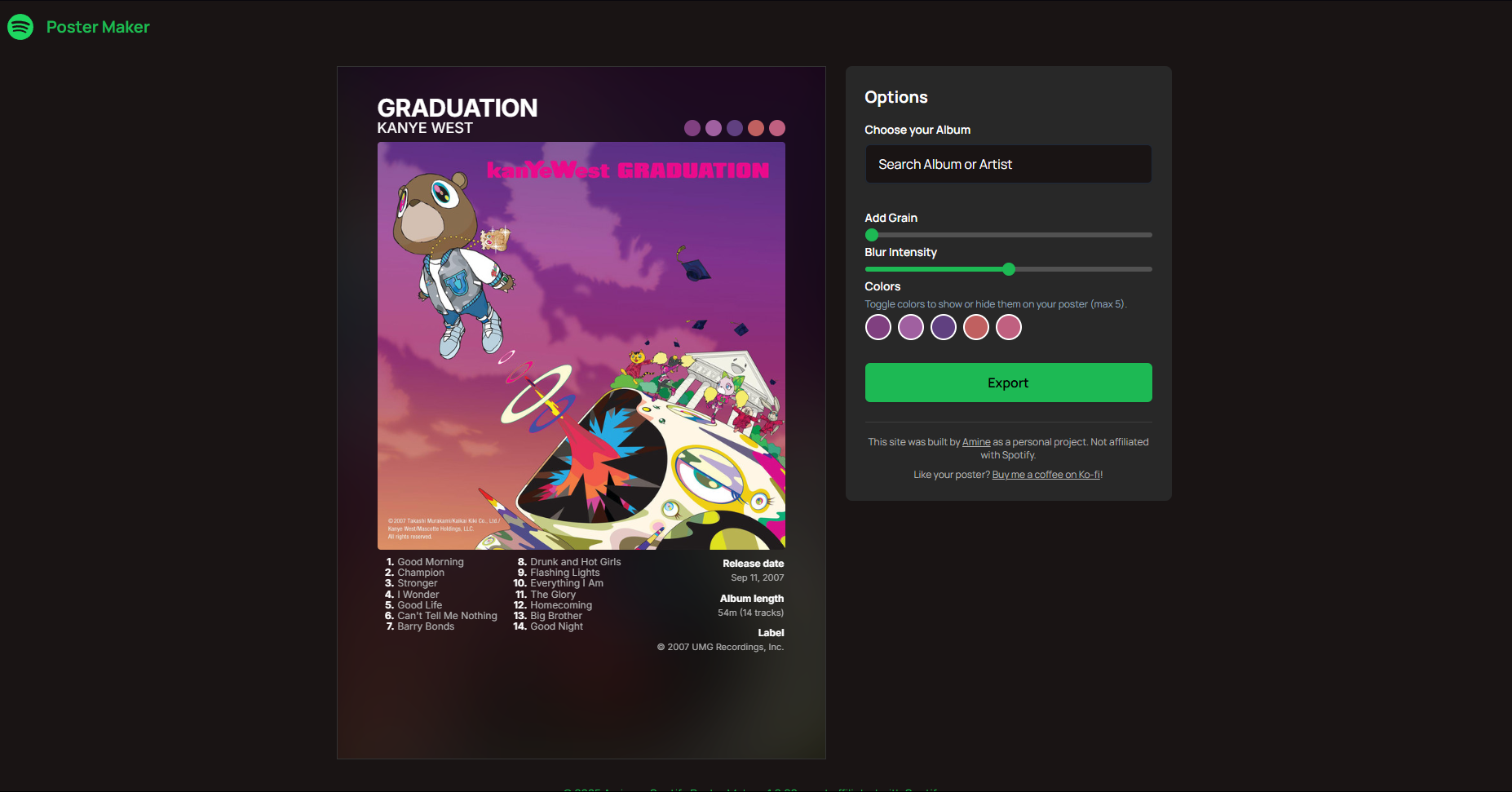 Spotify Poster Maker